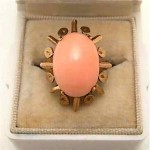 vintage 18k pink coral cocktail ring