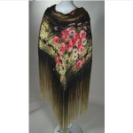 vintage 1920s silk lame fringed shawl z