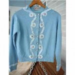 vintage 1950s cashmere ribbon trim sweater