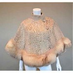 vintage 1950s mongolian lamb and fox fur cape poncho