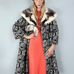 vintage 1950s tapestry mink collar coat