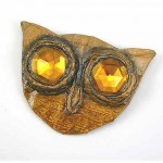 vintage 1960s enid collins paper mache owl pin