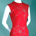 vintage 1960s mr blackwell wool jersey rhinestone cobweb dress