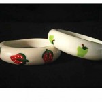 vintage 1960s plastic enamel fruit bangle bracelets