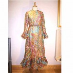 vintage 1970s bill blass print organza maxi dress gown