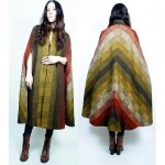vintage 1970s hand woven chevron ombre wool cape z