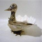 vintage 1970s silver shell duck bowl