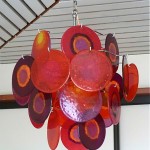 vintage 1970s vistosi hanging disk ceiling lamp