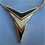 vintage 1979 givenchy enamel and rhinestone necklace