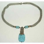 vintage art deco sterling turquoise necklace