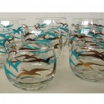 vintage boxed set of 12 22k atomic sea gulls glasses z