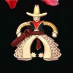 vintage carved celluloid cowboy pin