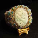 vintage chinese sterling enamel jade bracelet