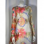 vintage claire pearone metallic silk print evening gown z