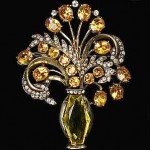 vintage eisenberg sterling citrine and topaz pin