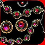 vintage elsa schiaparelli rhinestone bracelet and earrings set