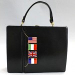 vintage enamel flag embellished structured handbag