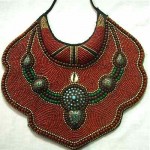 vintage inlaid beaded tribal bib collar necklace