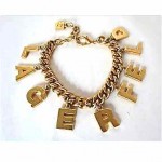 vintage karl lagerfeld block letter charm bracelet