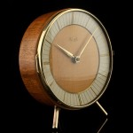 vintage mid-century kienzle nutwoodz brass desk clock z