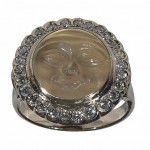 vintage moonstone and diamond man in moon ring