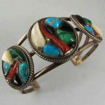 vintage navajo cobblestone inlay cluster bracelet