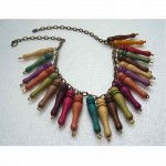 vintage painted wooden necklace