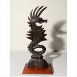 vintage solomon islands ebony seahorse figure on stand z