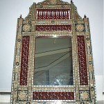 vintage wooden mother of pearl inlaid wall mirror