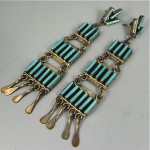 vintage zuni turquoise needlepoint earrings