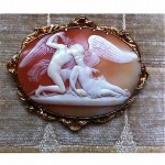 antique 1800s eros and psyche carved cameo