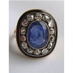 antique 1870s 18k cornflower sapphire and diamond ring