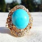 vintage 14k persian turquoise diamond ring