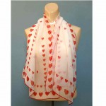vintage 1950s silk chiffon hearts scarf