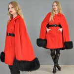 vintage 1960s shearling trim wool cape z