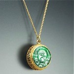 vintage 19th century chinese jadeite locket necklace
