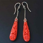 vintage carved coral earrings