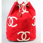 vintage chanel canvas and leather monogram bucket handbag z