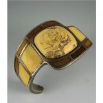 vintage channel inlay scrimshaw bracelet z