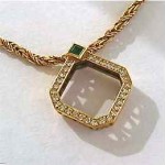 vintage chopard diamond emerald 18k gold necklace