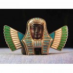 vintage egyptian revival 1920s silver and enamel brooch
