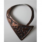 vintage hand tooled copper necklace z