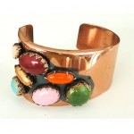 vintage matisse copper stone cuff bracelet