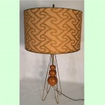 vintage mid-century brass and wood lamp z