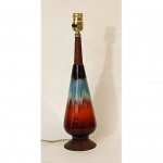 vintage mid-century ceramic drip glaze lamp