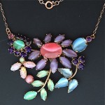 vintage midcentury moonglow glass rhinestone necklace