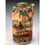 vintage nippon hand painted egyptian motif vase z