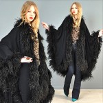 vintage oscar de la renta ostrich feather wool cape