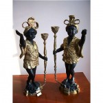 vintage pair blackamoor figural candlesticks