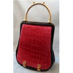 vintage roberta di camerino velvet and leather handbag z